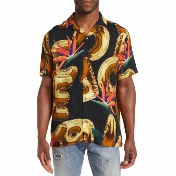 NEW ICECREAM float on short sleeve woven shirt in black